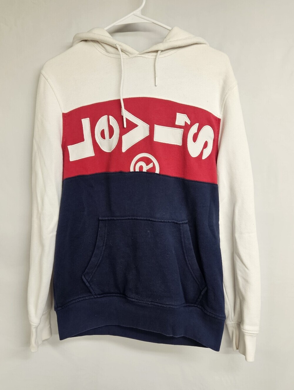 Levi's Men's Size Small White Graphic Logo Pullover Hoodie Sweatshirt Regular